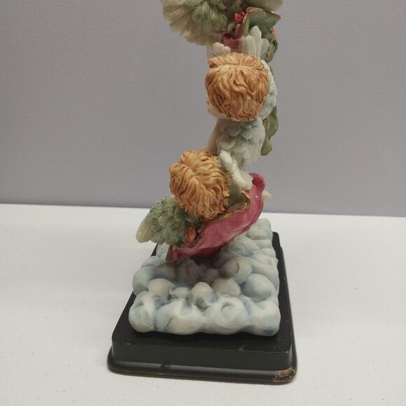 Vintage Elegant Collection Cherub Angel Mantle Clock Ribbon Hot Air Balloon Rare - Picture 8 of 16